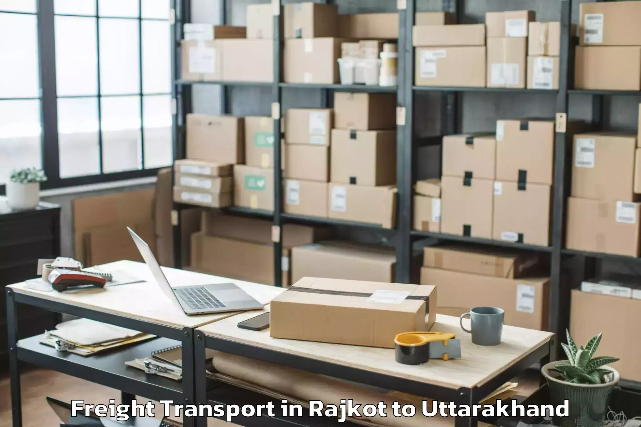 Top Rajkot to Gairsain Freight Transport Available